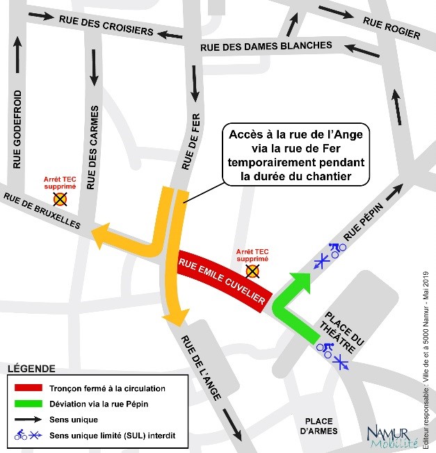 Plan de déviation travaux Namur 