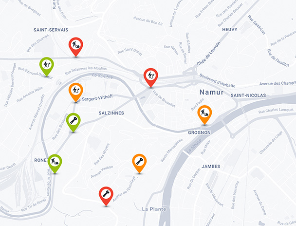 illustration de la carte de visualisation en direct des pannes et interruptions