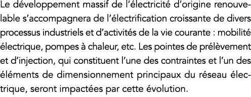 Le développement massif de l électricité d origine renouvelable s accompagnera de l électrification croissante de div   