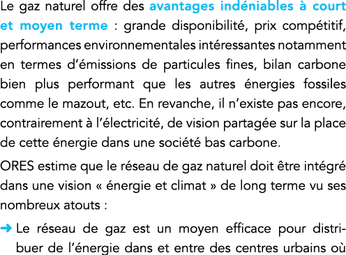 Le gaz naturel offre des avantages indéniables à court et moyen terme : grande disponibilité, prix compétitif, perfor   