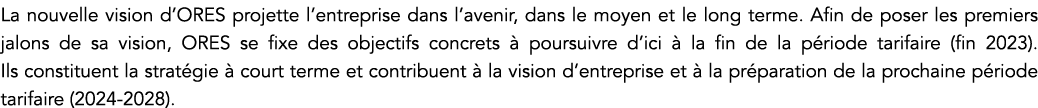 La nouvelle vision d ORES projette l entreprise dans l avenir, dans le moyen et le long terme  Afin de poser les prem   