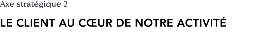 Axe stratégique 2 Le client au cœur de notre activité 