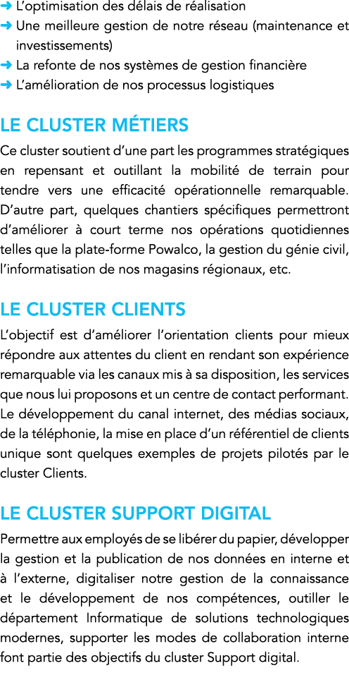   L optimisation des délais de réalisation   Une meilleure gestion de notre réseau (maintenance et investissements)     